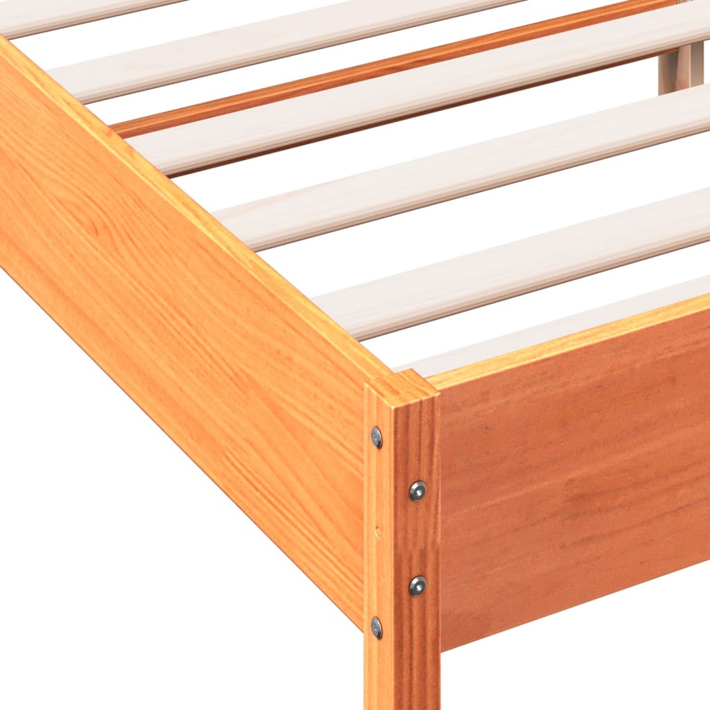 Bed Frame without Mattress Wax Brown 200x200 cm Solid Wood Pine