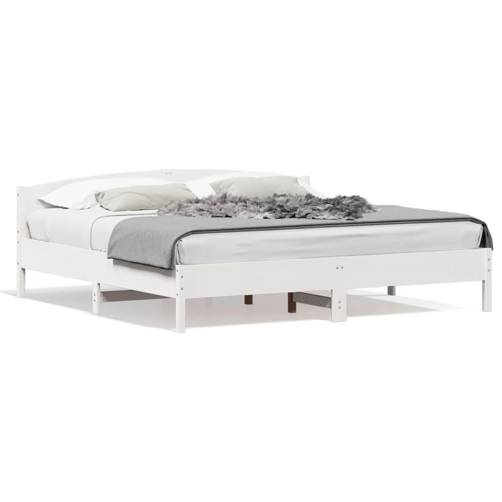 Bed Frame without Mattress White 180x200 cm Super King Solid Wood Pine