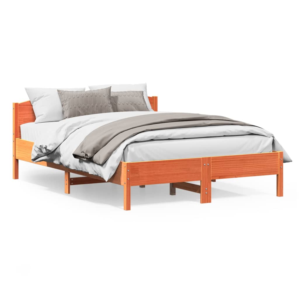 Bed Frame without Mattress Wax Brown 160x200 cm Solid Wood Pine