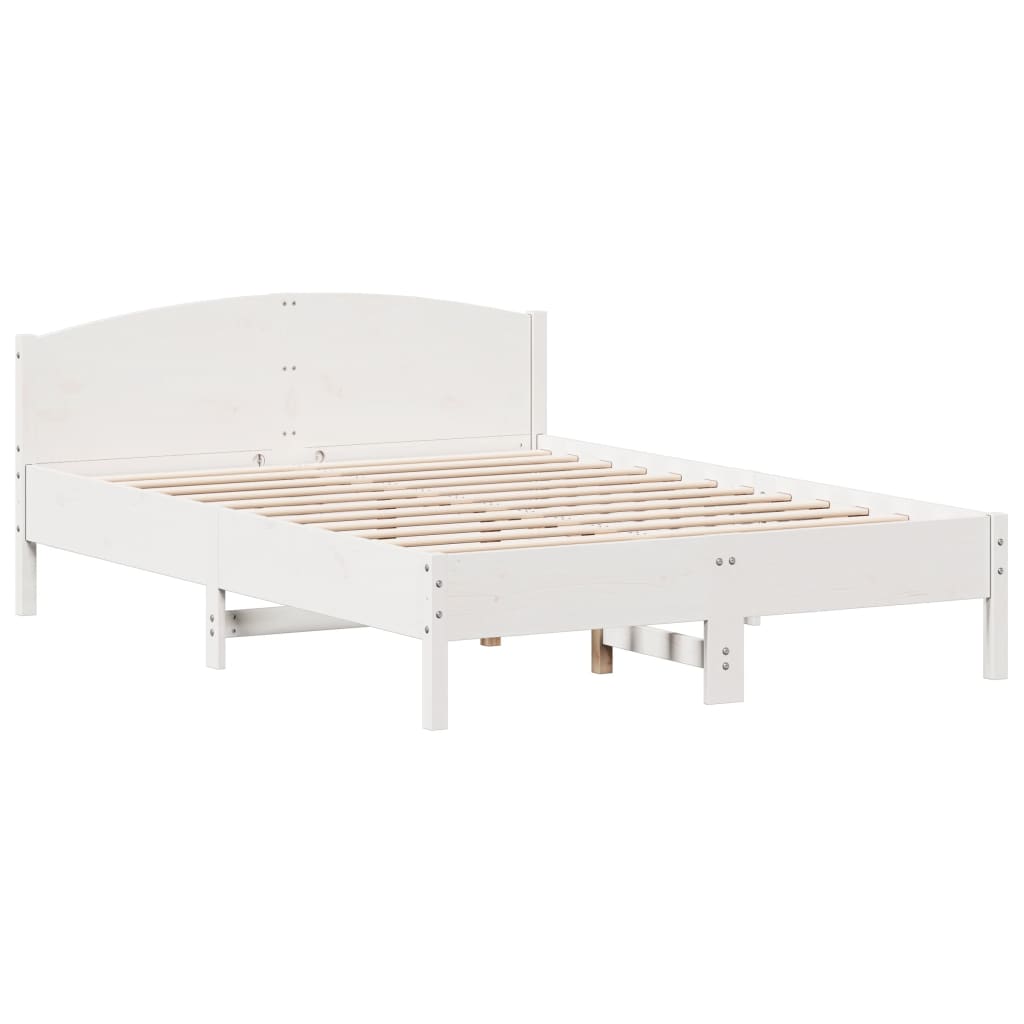Bed Frame without Mattress White 150x200 cm King Size Solid Wood Pine