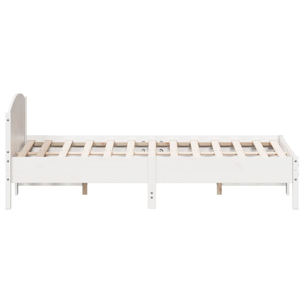 Bed Frame without Mattress White 150x200 cm King Size Solid Wood Pine