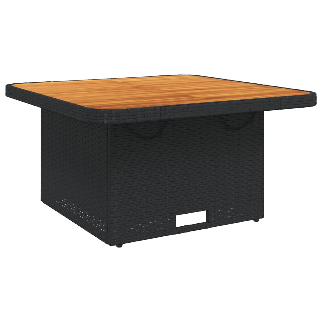 Outdoor Patio Square Poly Rattan Adjustable Garden Dining Table Acacia Wood Top