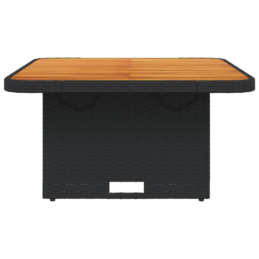 Outdoor Patio Square Poly Rattan Adjustable Garden Dining Table Acacia Wood Top