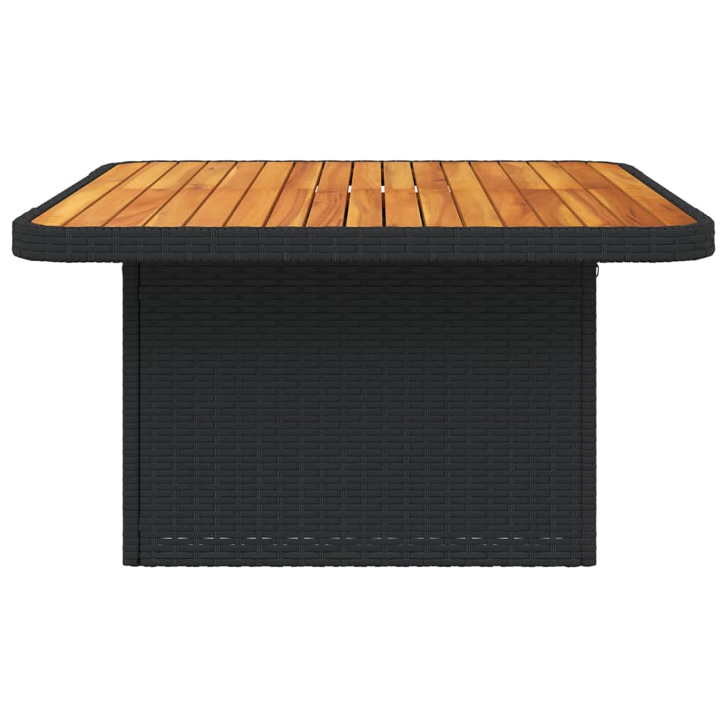 Outdoor Patio Square Poly Rattan Adjustable Garden Dining Table Acacia Wood Top