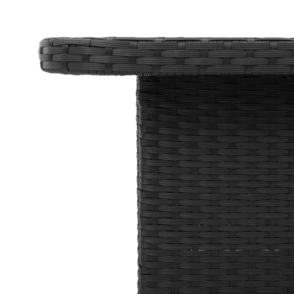 Outdoor Patio Square Poly Rattan Adjustable Garden Dining Table Acacia Wood Top