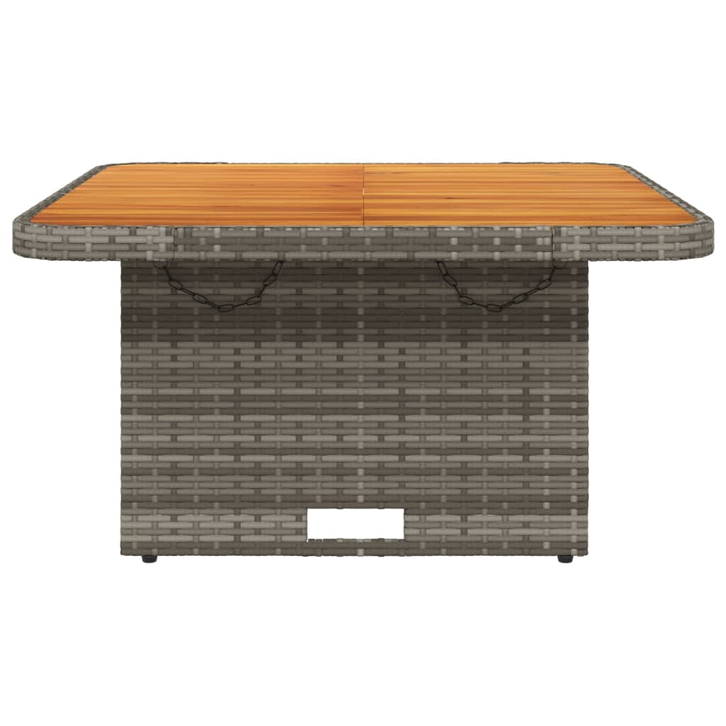 Outdoor Patio Square Poly Rattan Adjustable Garden Dining Table Acacia Wood Top