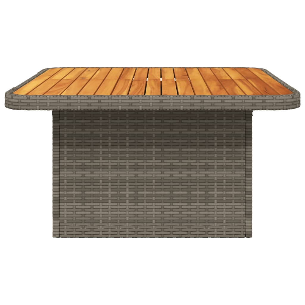 Outdoor Patio Square Poly Rattan Adjustable Garden Dining Table Acacia Wood Top