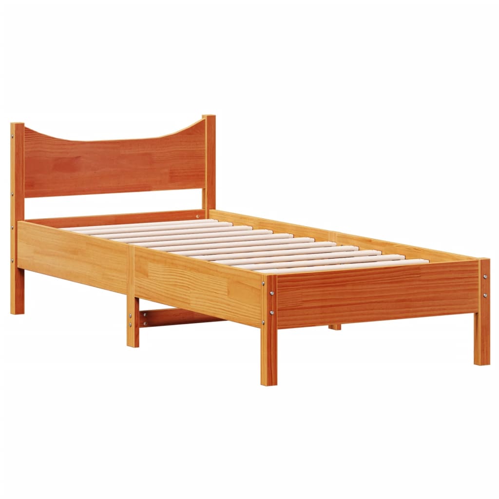 Bed Frame without Mattress Wax Brown 100x200 cm Solid Wood Pine
