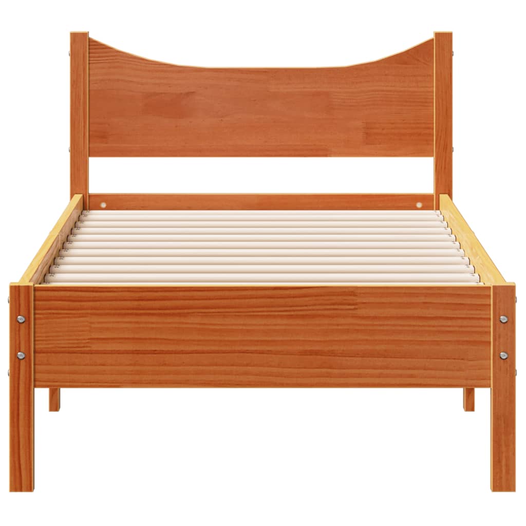 Bed Frame without Mattress Wax Brown 100x200 cm Solid Wood Pine
