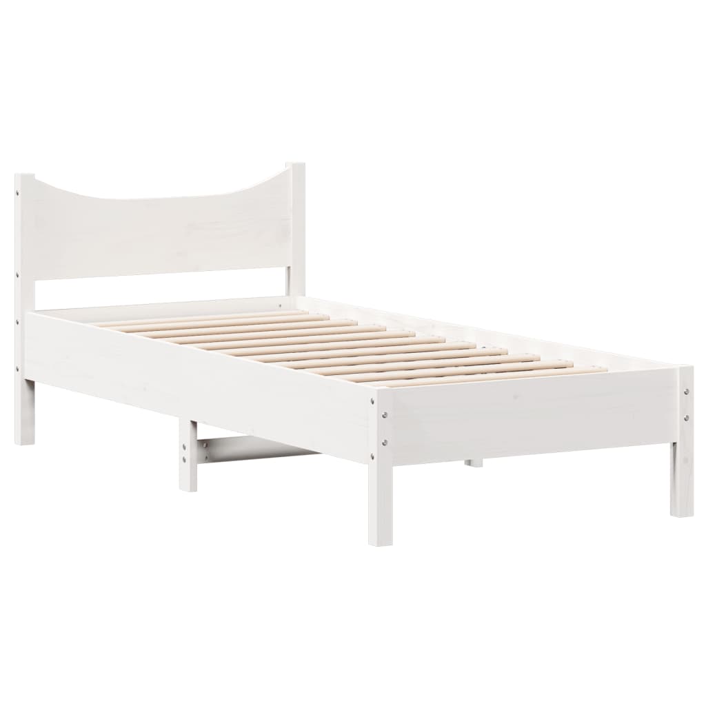 Bed Frame without Mattress White 90x200 cm Solid Wood Pine
