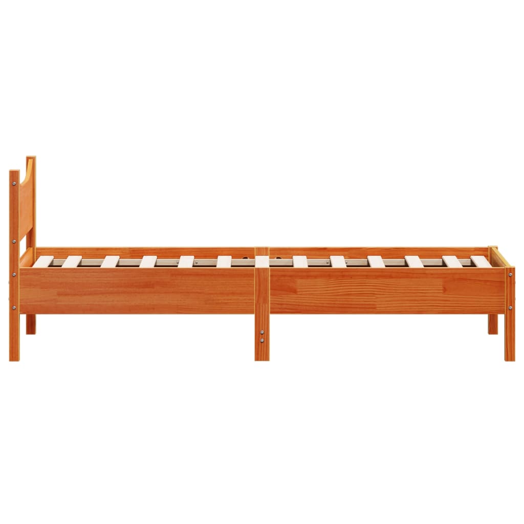 Bed Frame without Mattress Wax Brown 90x200 cm Solid Wood Pine