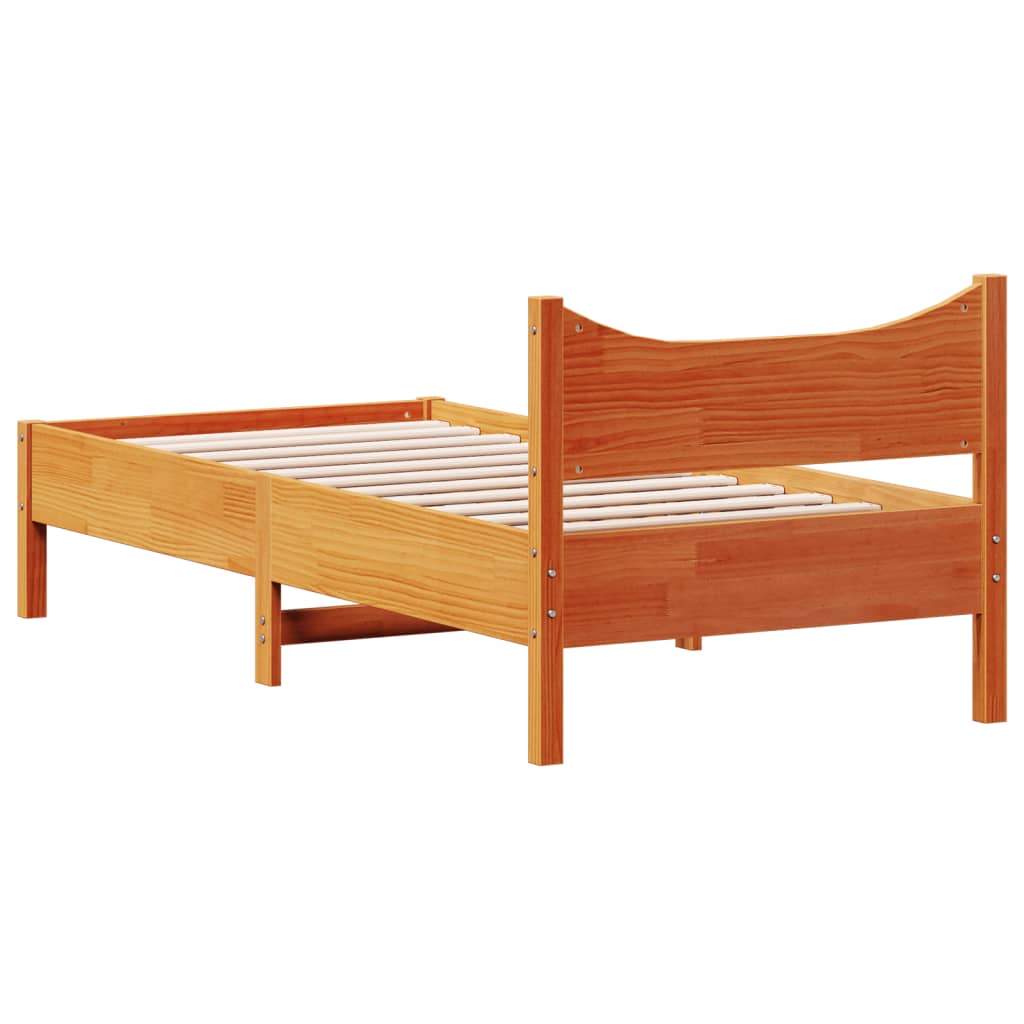 Bed Frame without Mattress Wax Brown 90x200 cm Solid Wood Pine