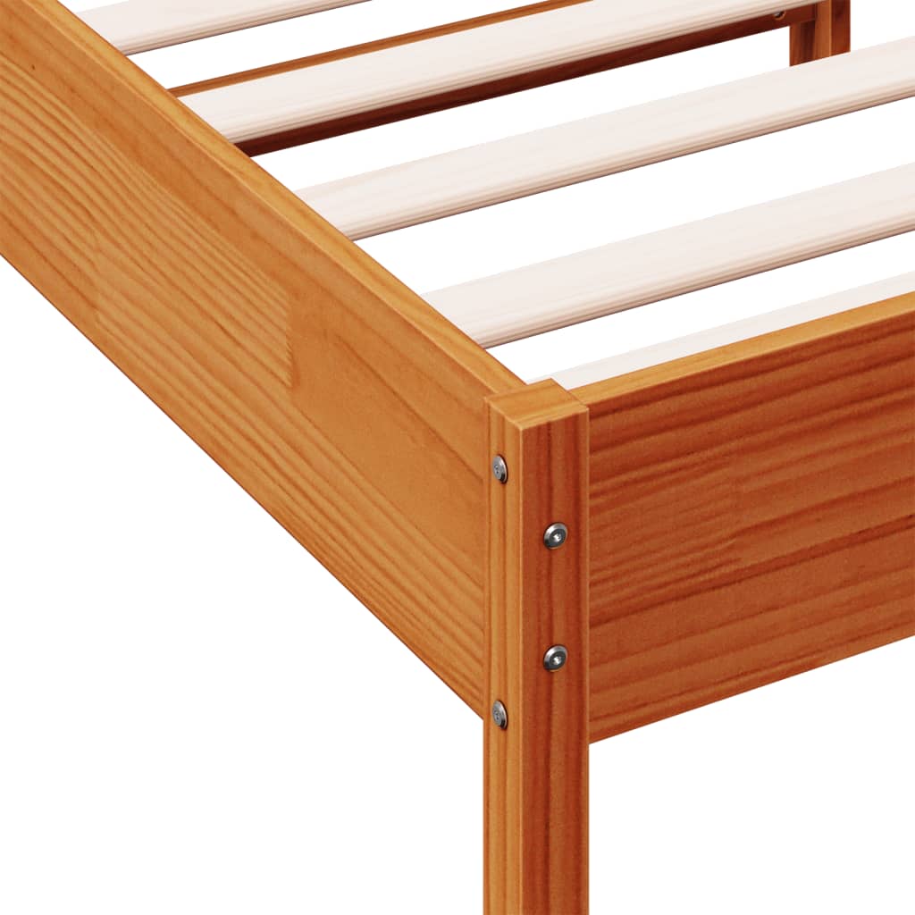 Bed Frame without Mattress Wax Brown 90x200 cm Solid Wood Pine