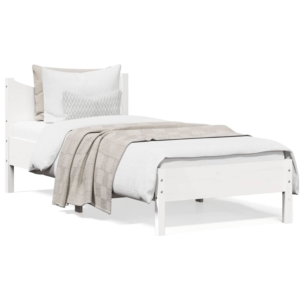 Bed Frame without Mattress White 75x190 cm Small Single Solid Wood Pine