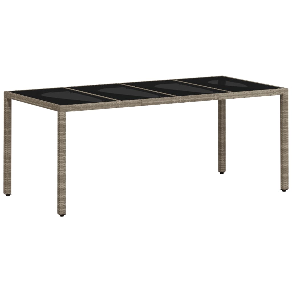 Outdoor Patio Poly Rattan 6 Person Garden Dining Table With Glass Top