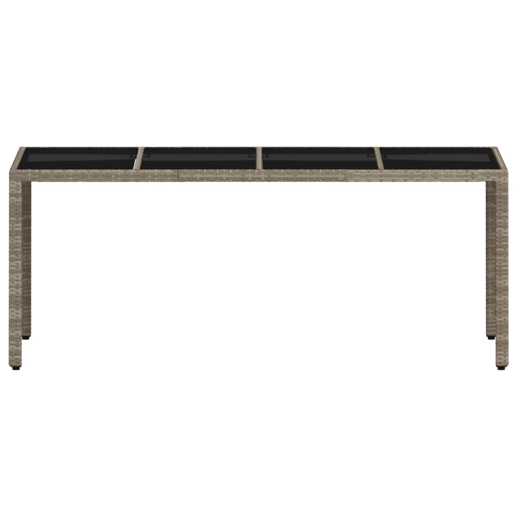 Outdoor Patio Poly Rattan 6 Person Garden Dining Table With Glass Top