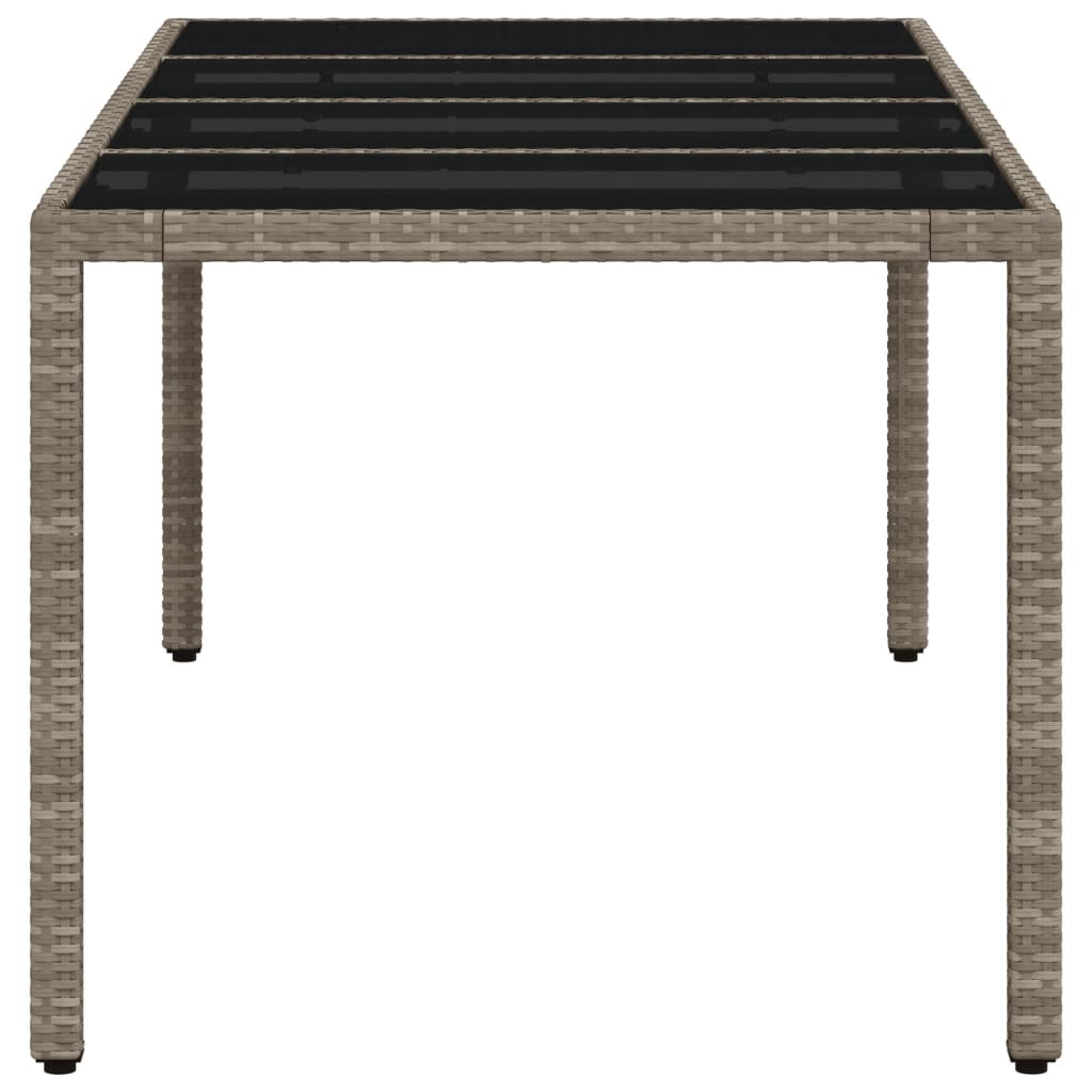 Outdoor Patio Poly Rattan 6 Person Garden Dining Table With Glass Top