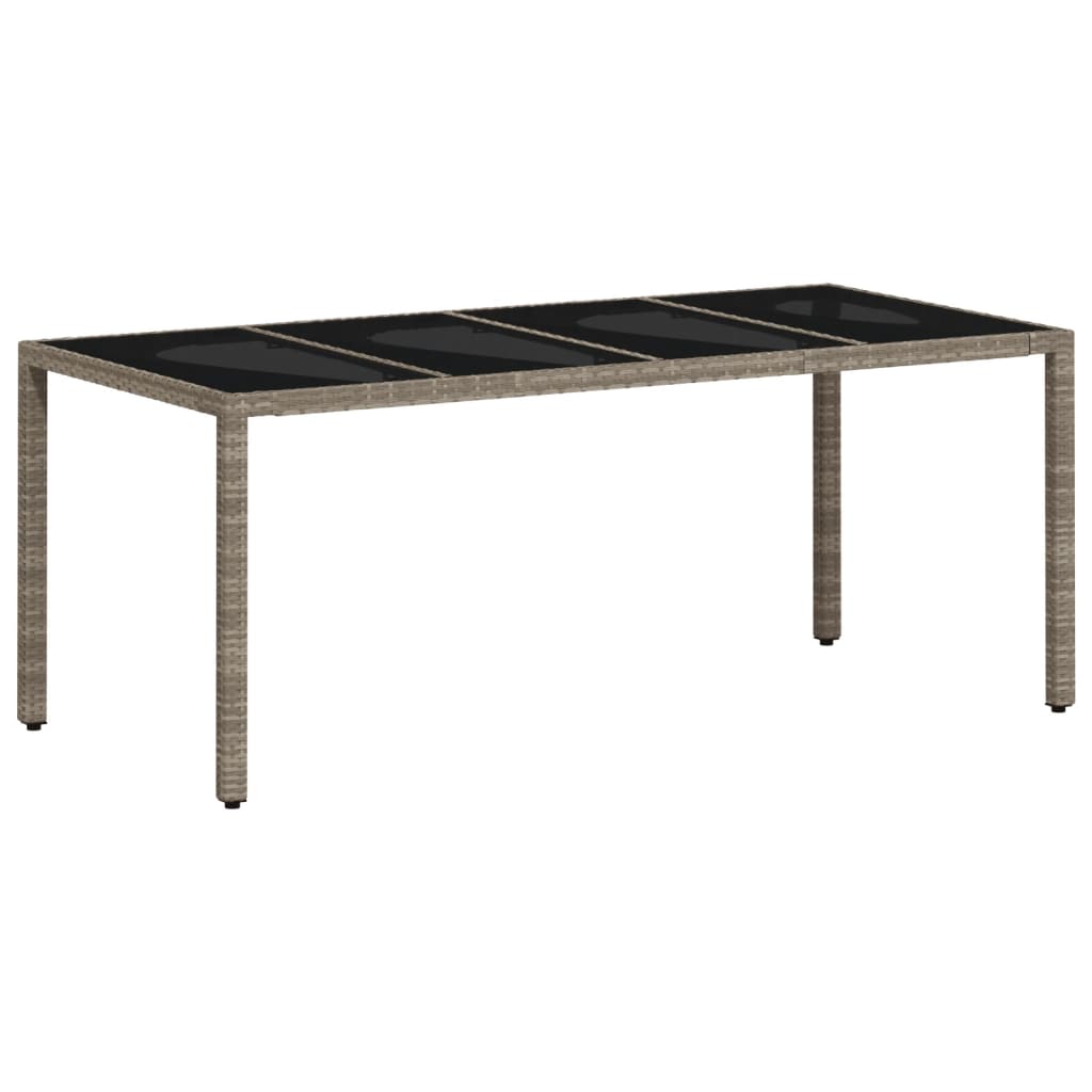 Outdoor Patio Poly Rattan 6 Person Garden Dining Table With Glass Top
