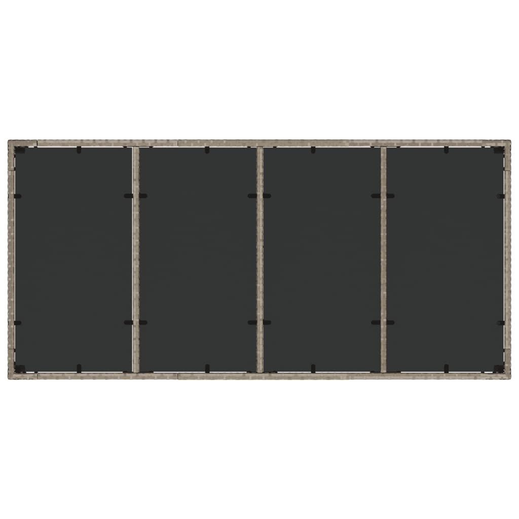 Outdoor Patio Poly Rattan 6 Person Garden Dining Table With Glass Top