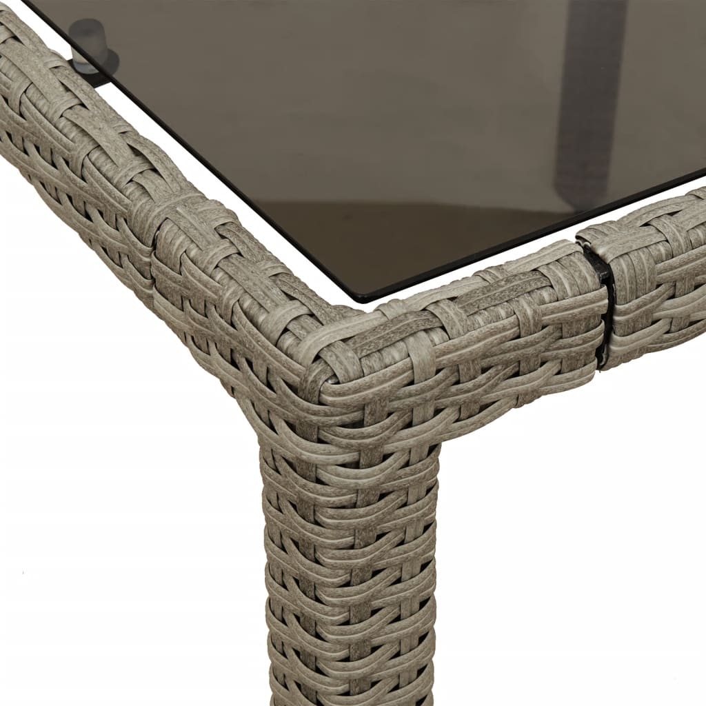 Outdoor Patio Poly Rattan 6 Person Garden Dining Table With Glass Top