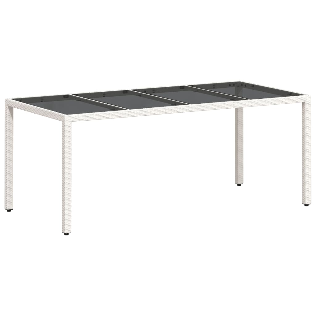 Outdoor Patio Poly Rattan 6 Person Garden Dining Table With Glass Top
