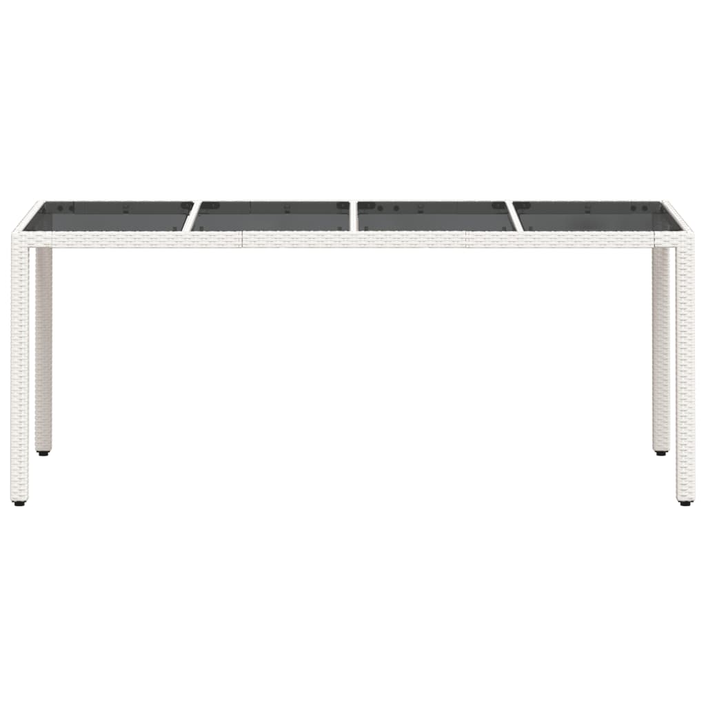 Outdoor Patio Poly Rattan 6 Person Garden Dining Table With Glass Top