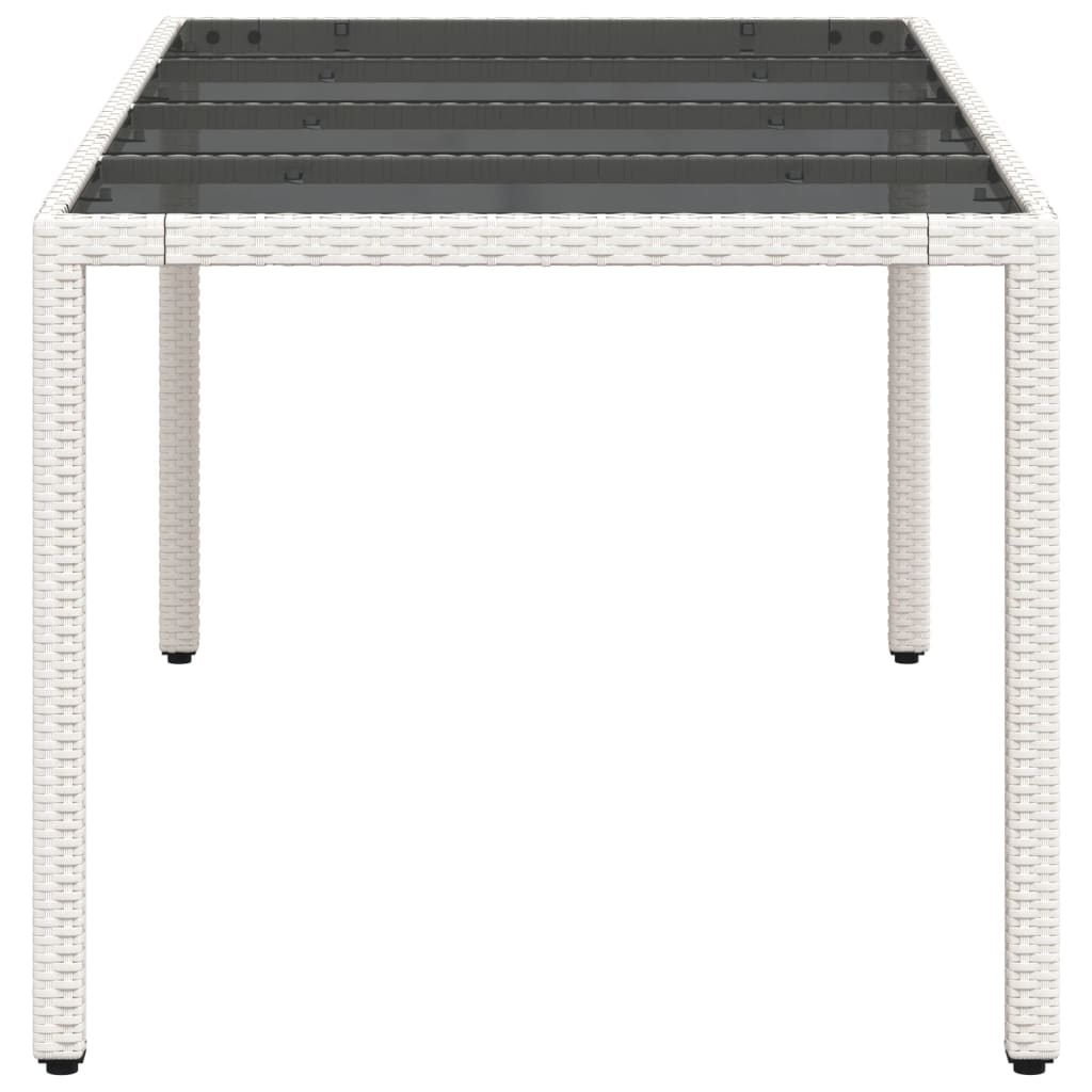 Outdoor Patio Poly Rattan 6 Person Garden Dining Table With Glass Top