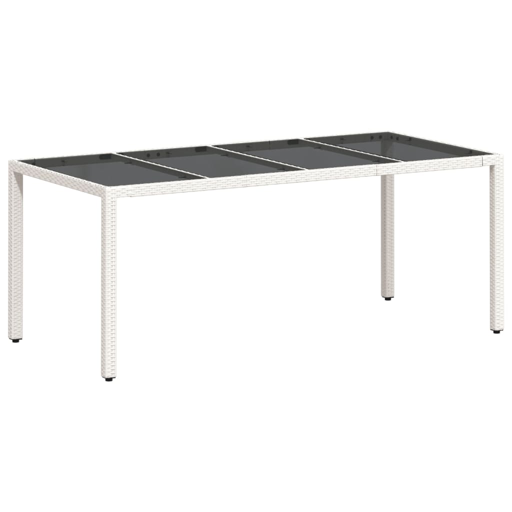 Outdoor Patio Poly Rattan 6 Person Garden Dining Table With Glass Top
