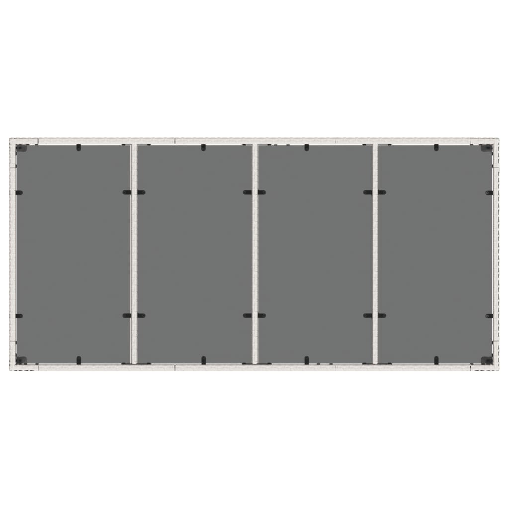 Outdoor Patio Poly Rattan 6 Person Garden Dining Table With Glass Top
