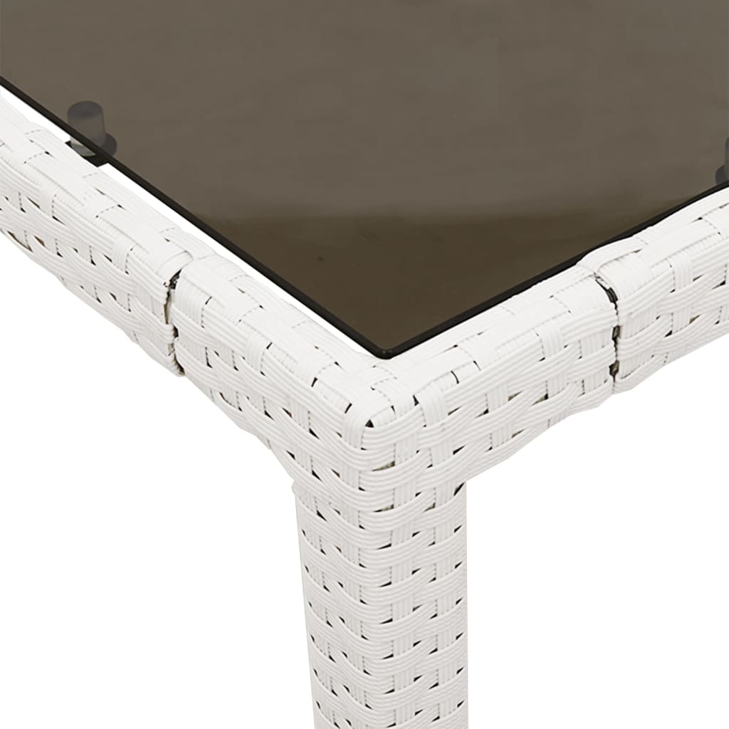 Outdoor Patio Poly Rattan 6 Person Garden Dining Table With Glass Top