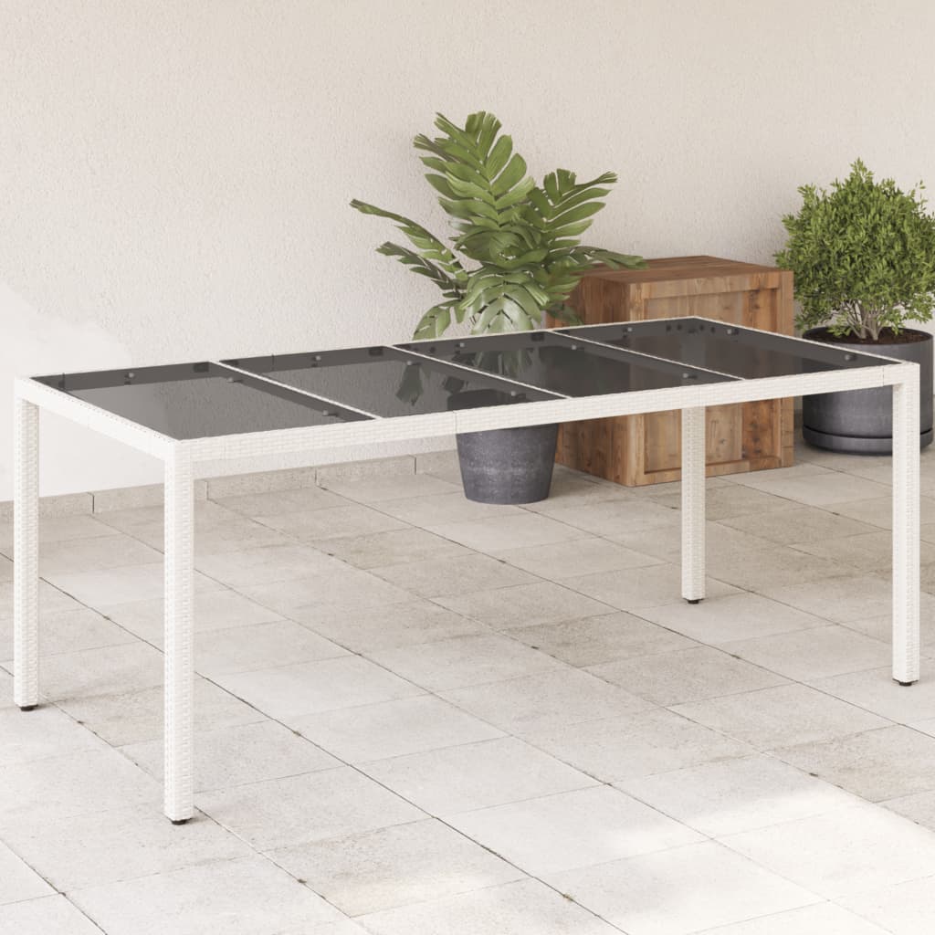 Outdoor Patio Poly Rattan 6 Person Garden Dining Table With Glass Top