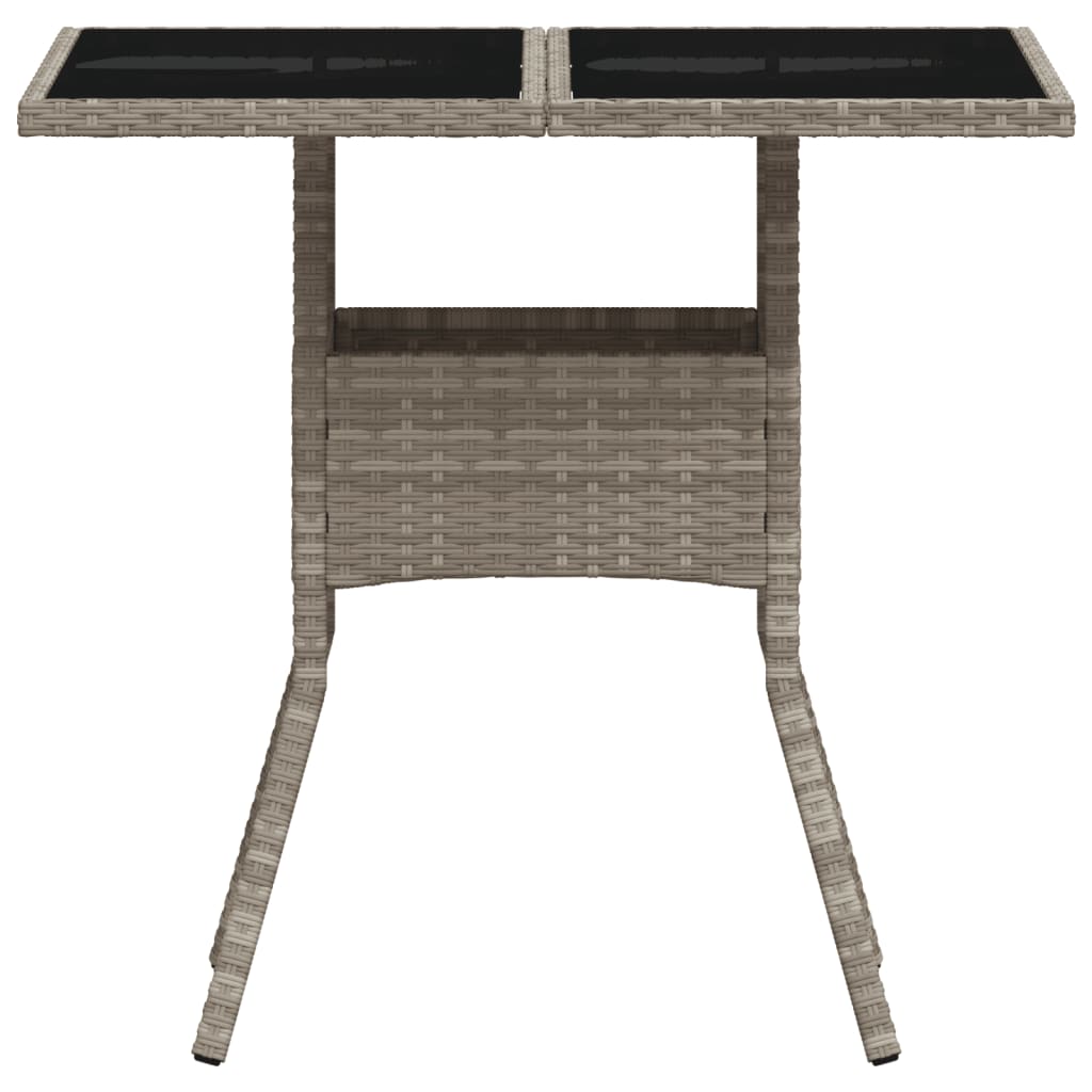 Outdoor Patio Poly Rattan Square 4 Person Garden Dining Table With Glass Top