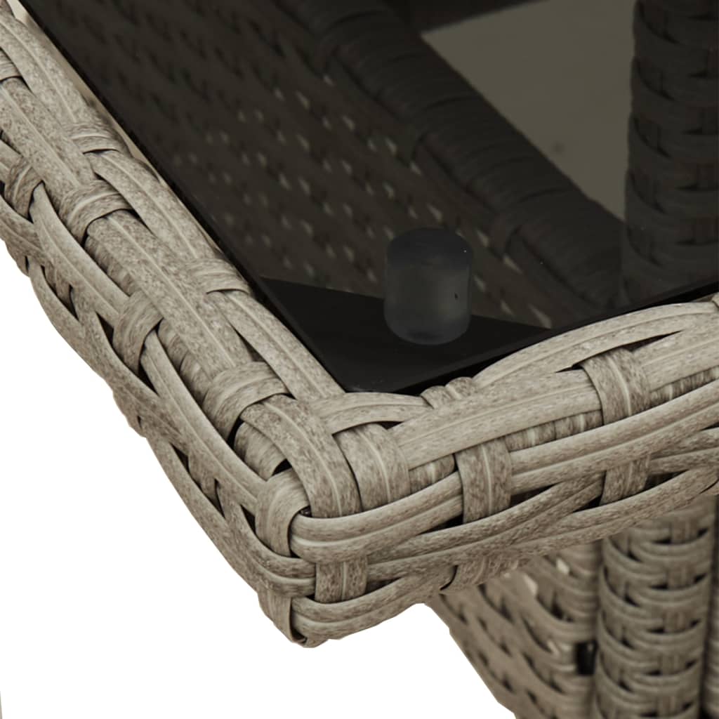 Outdoor Patio Poly Rattan Square 4 Person Garden Dining Table With Glass Top