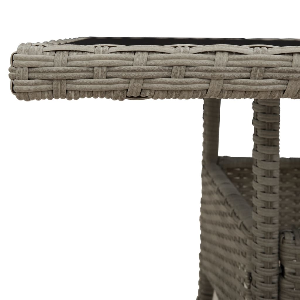 Outdoor Patio Poly Rattan Square 4 Person Garden Dining Table With Glass Top