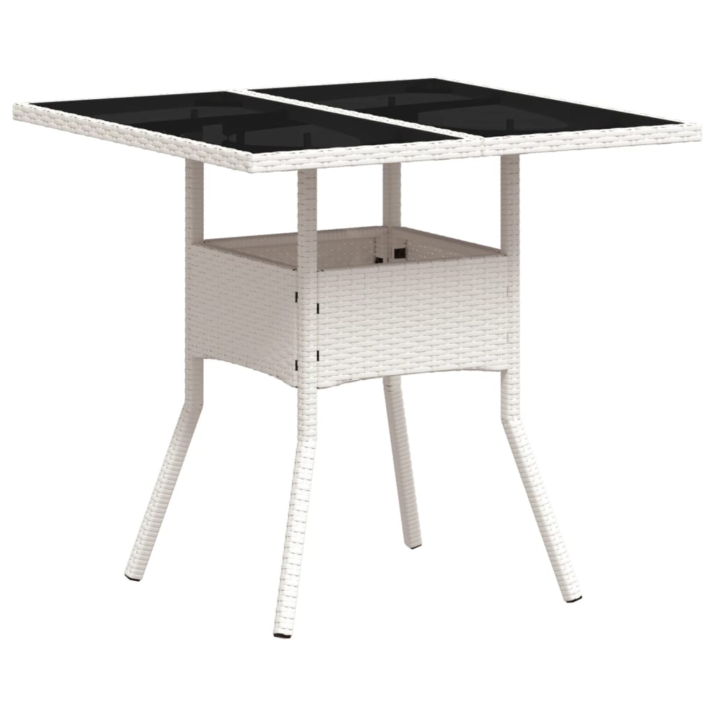 Outdoor Patio Poly Rattan Square 4 Person Garden Dining Table With Glass Top