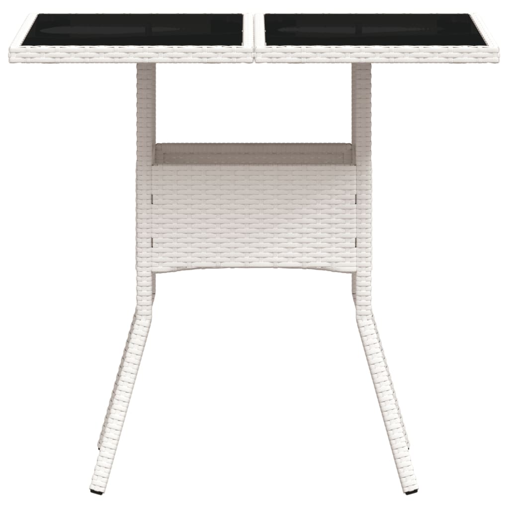 Outdoor Patio Poly Rattan Square 4 Person Garden Dining Table With Glass Top
