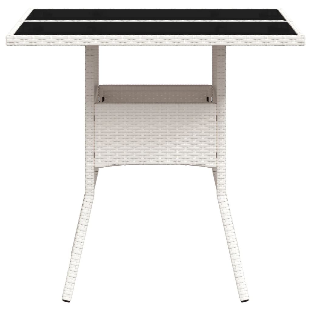 Outdoor Patio Poly Rattan Square 4 Person Garden Dining Table With Glass Top