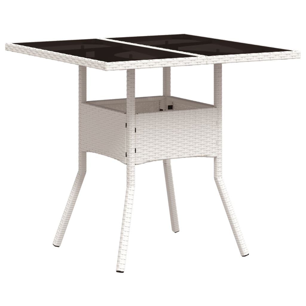 Outdoor Patio Poly Rattan Square 4 Person Garden Dining Table With Glass Top