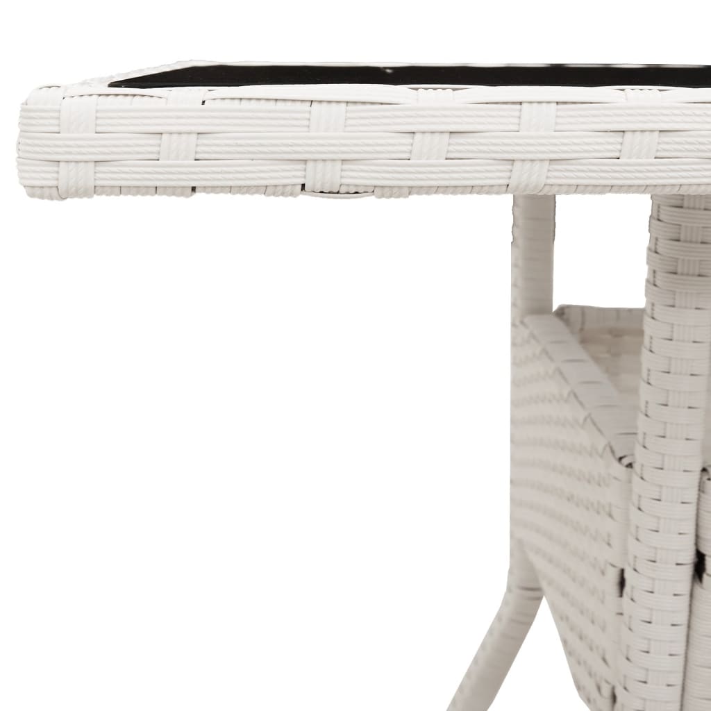 Outdoor Patio Poly Rattan Square 4 Person Garden Dining Table With Glass Top