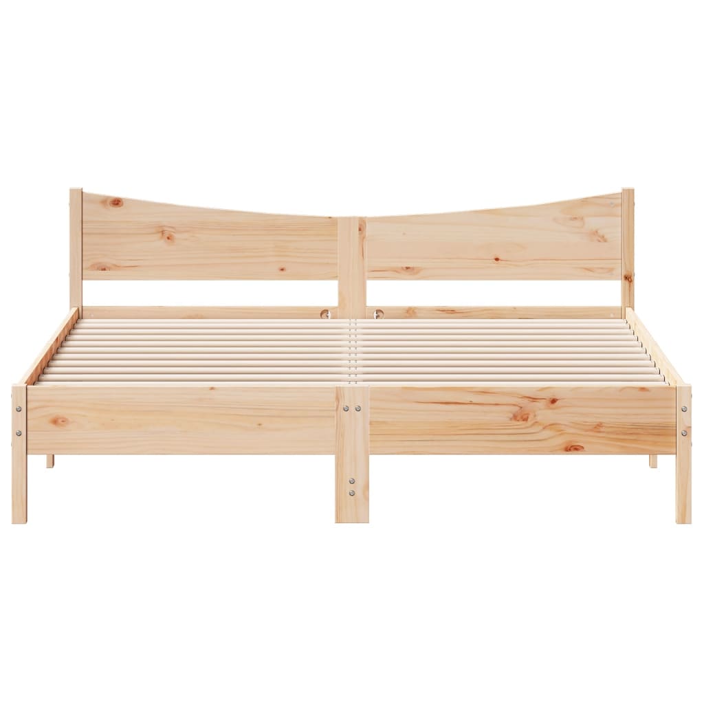 Modern Wooden Emperor Size 2m Bed Frame Base With Headboard Solid Pine Wood