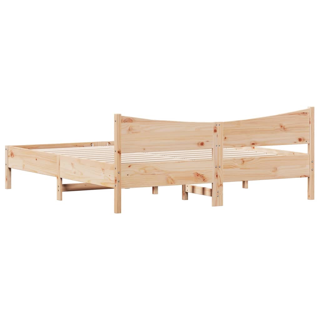 Modern Wooden Emperor Size 2m Bed Frame Base With Headboard Solid Pine Wood