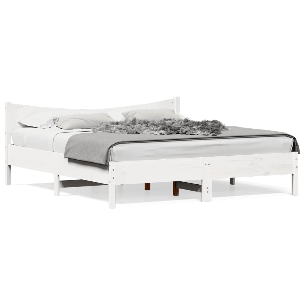 Bed Frame without Mattress White 200x200 cm Solid Wood Pine