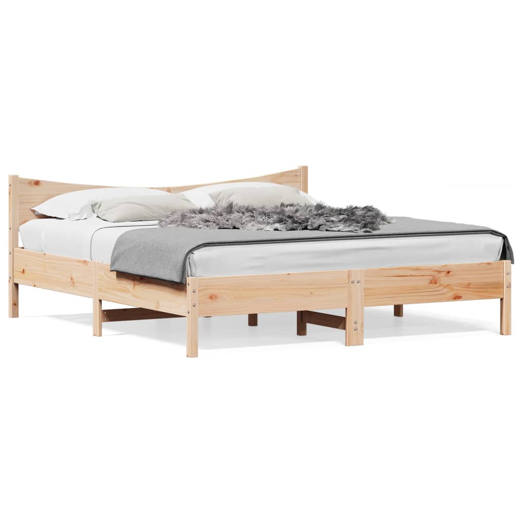Modern Wooden Super King Size 1.8m Bed Frame Base With Headboard Pine Wood