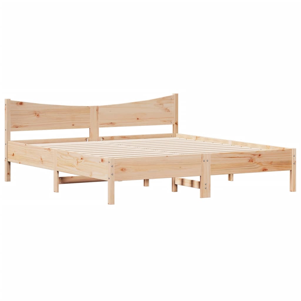 Modern Wooden Super King Size 1.8m Bed Frame Base With Headboard Pine Wood