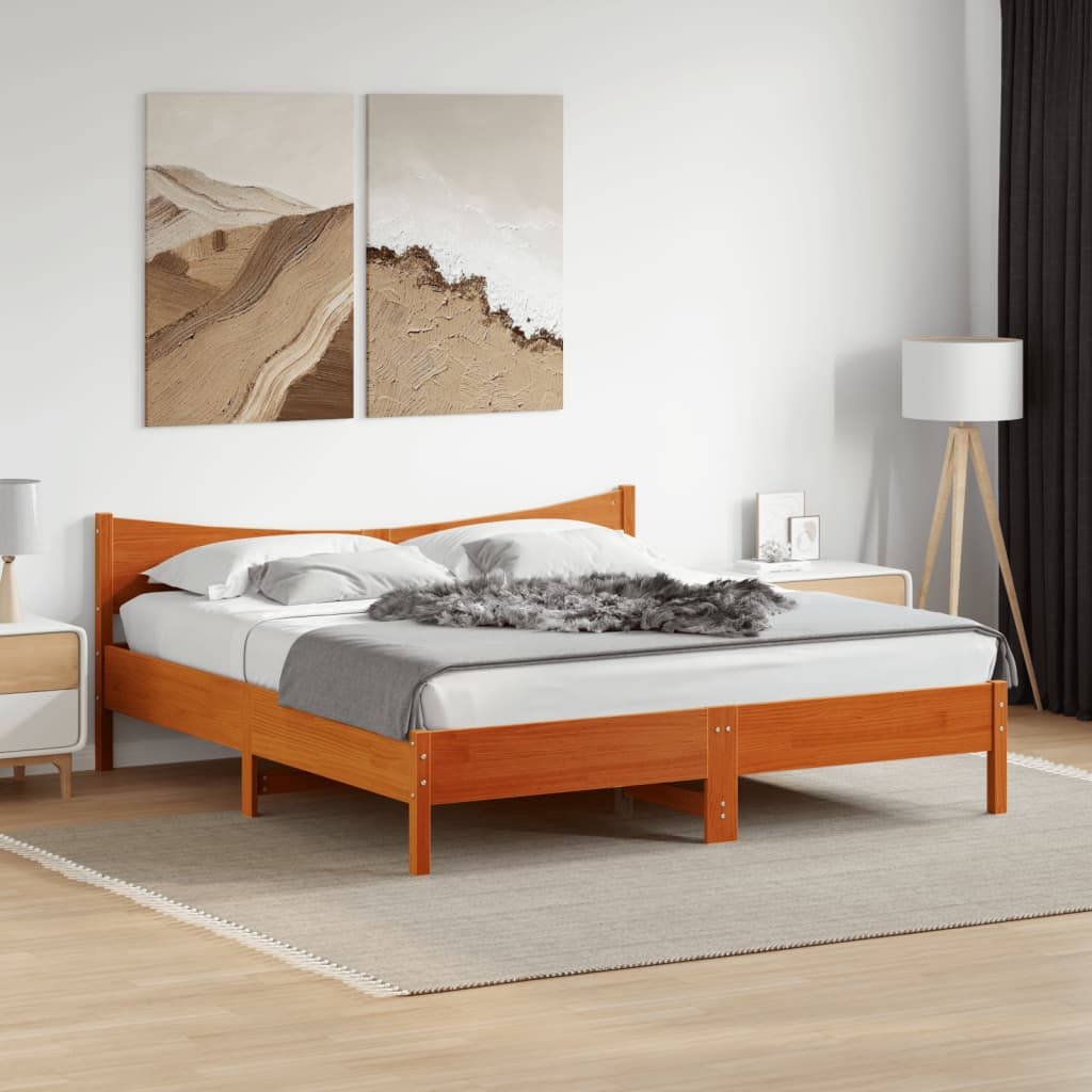 Modern Wooden Super King Size 1.8m Bed Frame Base With Headboard Pine Wood