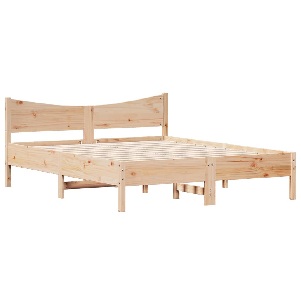 Modern Wooden Queen Size 1.6m Bed Frame Base With Headboard Solid Pine Wood