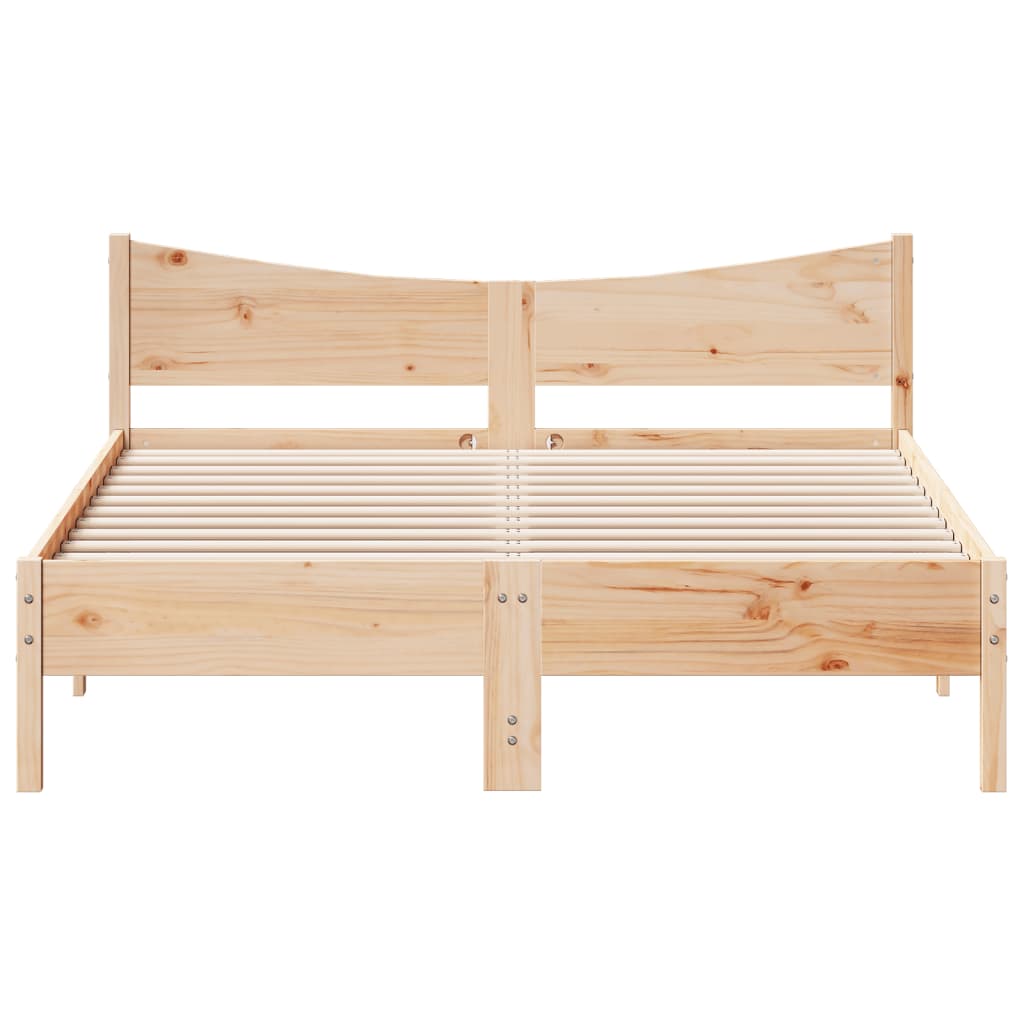 Modern Wooden Queen Size 1.6m Bed Frame Base With Headboard Solid Pine Wood