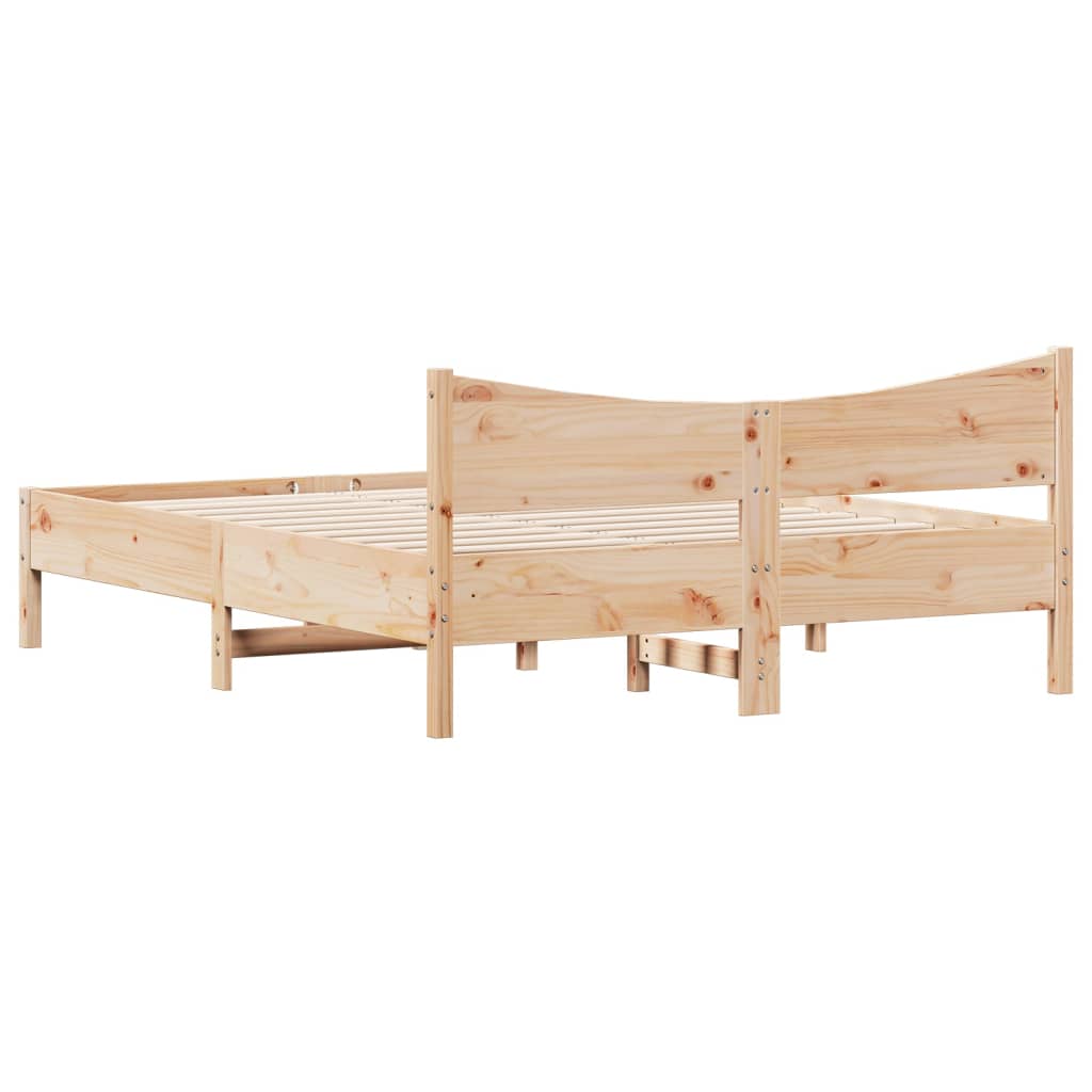Modern Wooden Queen Size 1.6m Bed Frame Base With Headboard Solid Pine Wood
