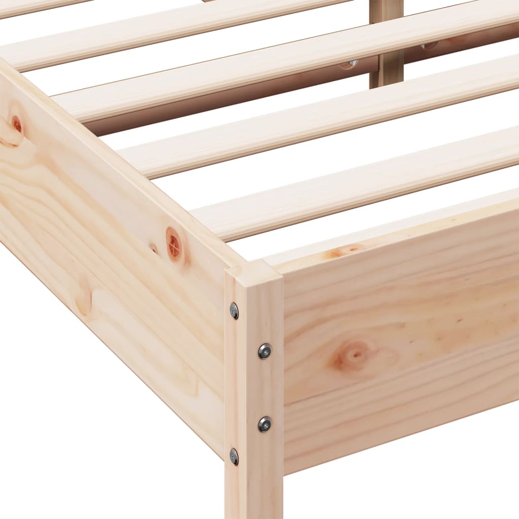 Modern Wooden Queen Size 1.6m Bed Frame Base With Headboard Solid Pine Wood