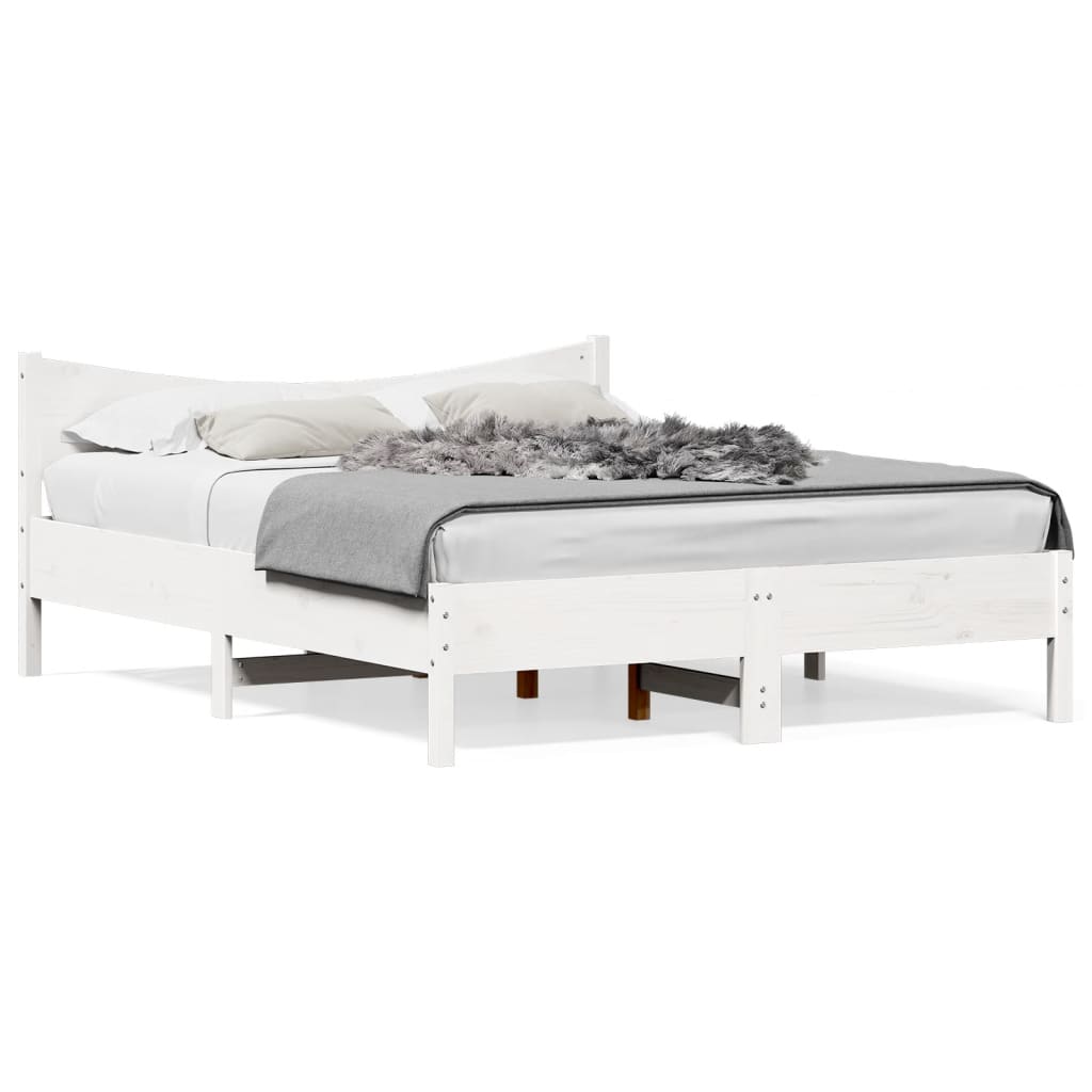 Modern Wooden Queen Size 1.6m Bed Frame Base With Headboard Solid Pine Wood